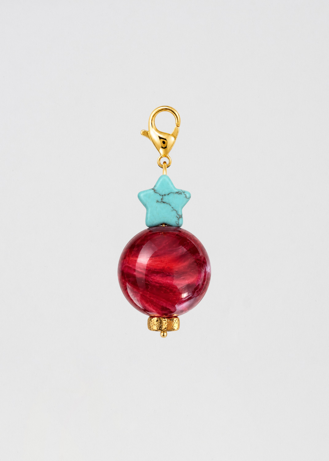 Charm Piedra Burdeos Estrella Turquesa