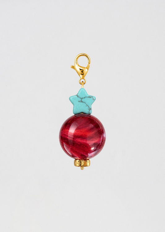Charm Piedra Burdeos Estrella Turquesa