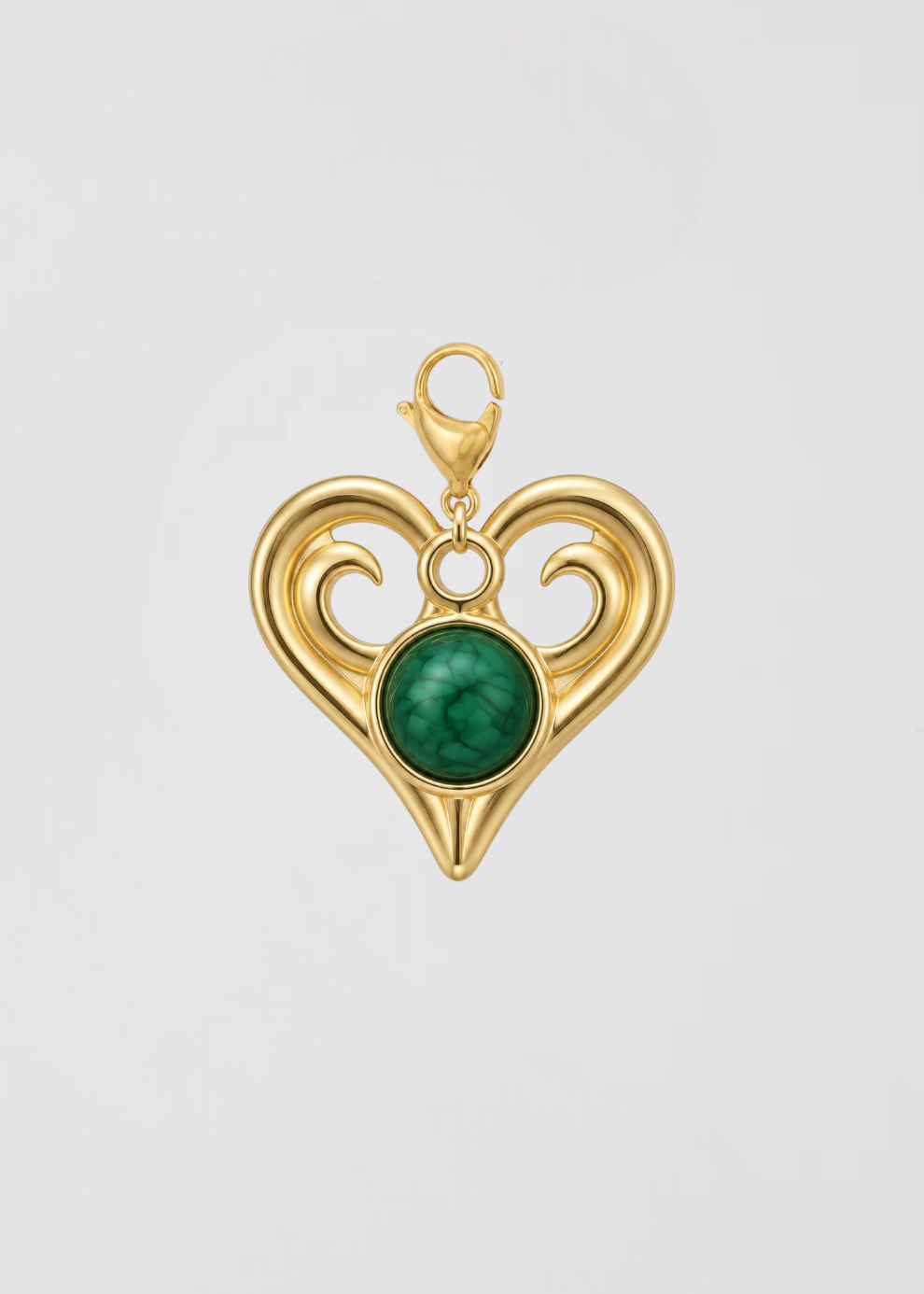 Charm Corazón Malaquita Verde