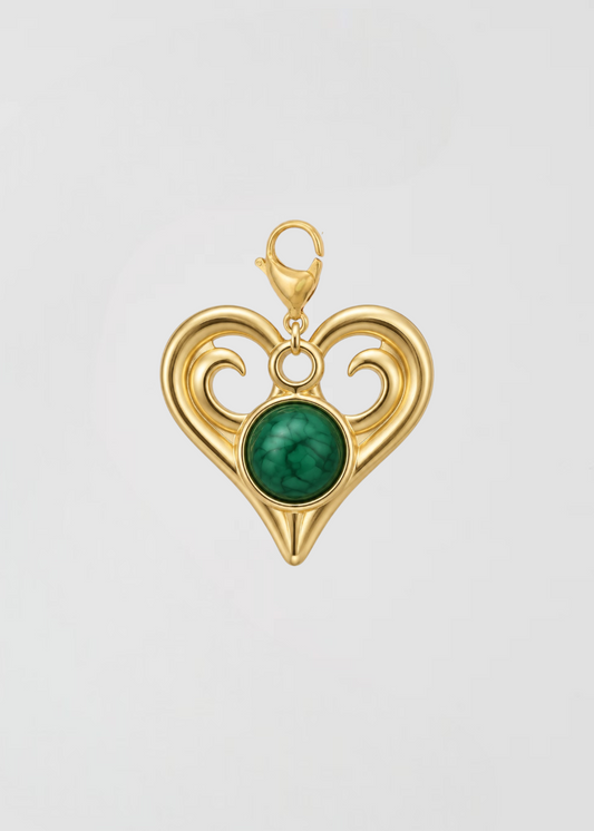 Charm Corazón Malaquita Verde