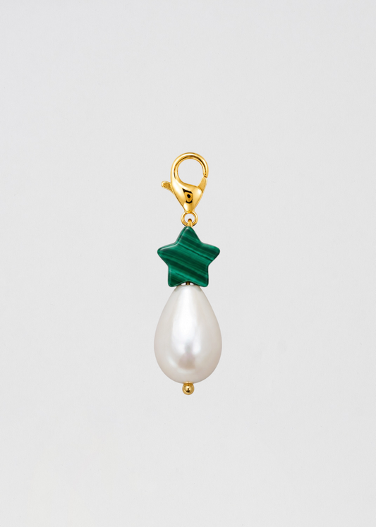 Charm Barra Perla Estrella Malaquita Perla