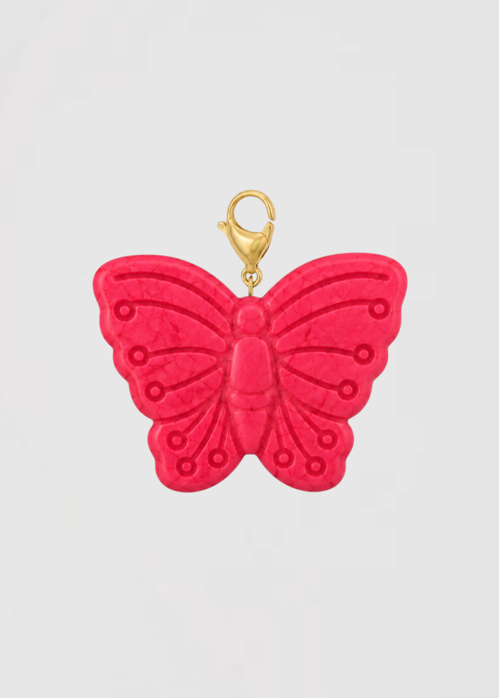 Charm Mariposa Tamaño Mediano Piedra Natural Fucsia