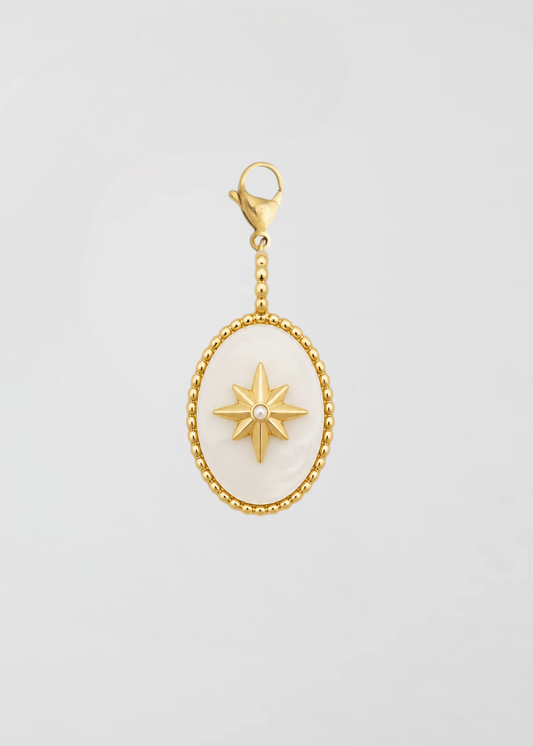 Charm Medalla Blanca Nácar