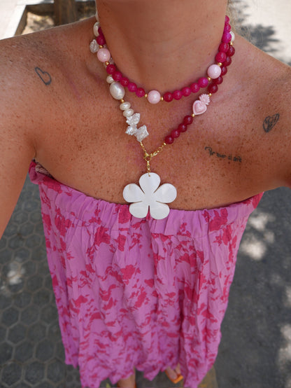 Mitad Cadena Cereza Corazón Rosa