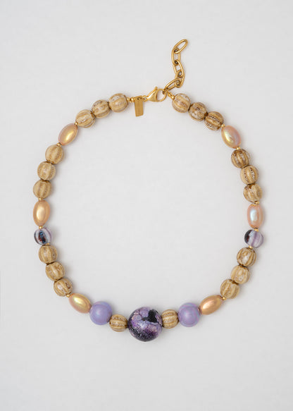 Collar En Tonos Lila Y Marrón No Hay Combinación Más Original