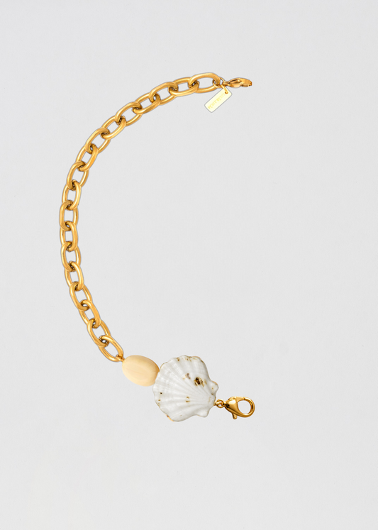 Mitad Cadena Apliques Concha Blanca Con Hueso