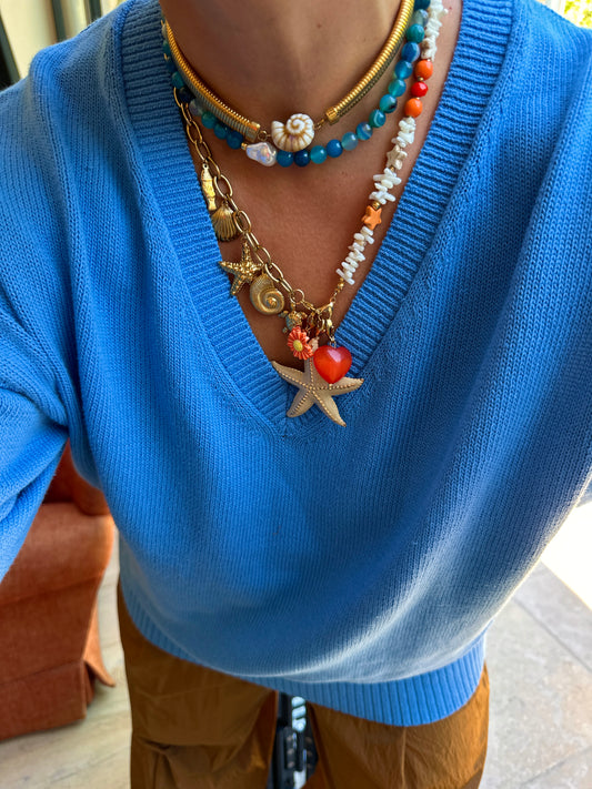 Collar Dorado Caracola Beige Base Perfecta