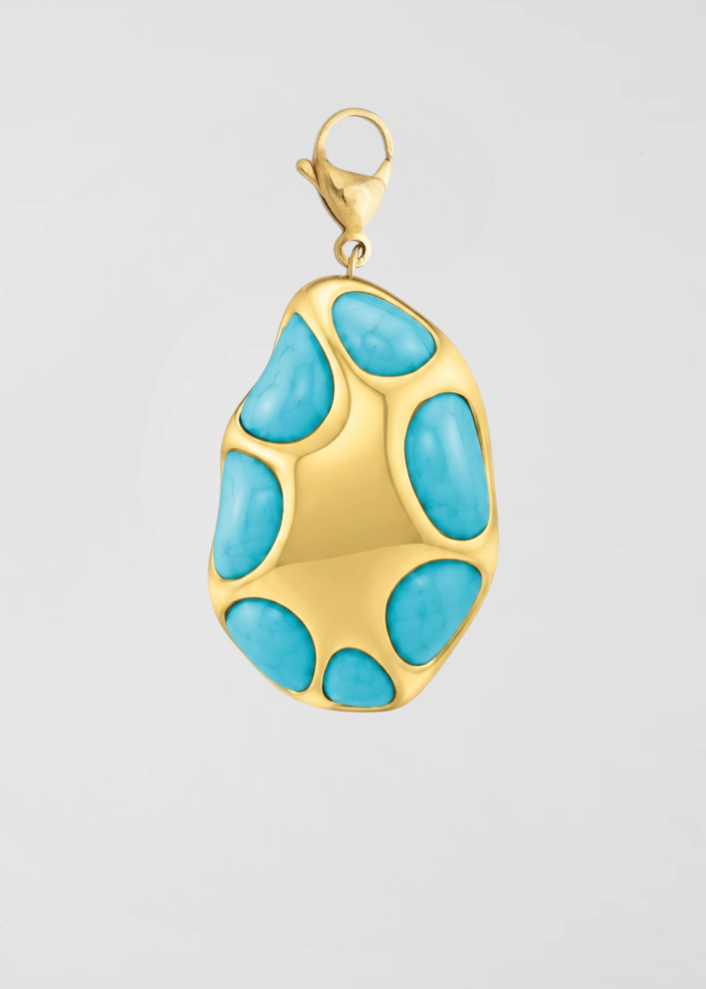 Charm Medalla Gold Turquesa