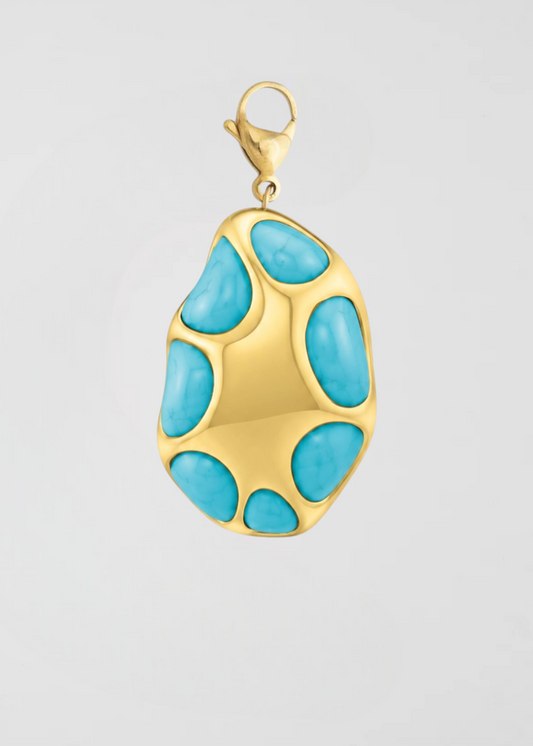 Charm Medalla Gold Turquesa