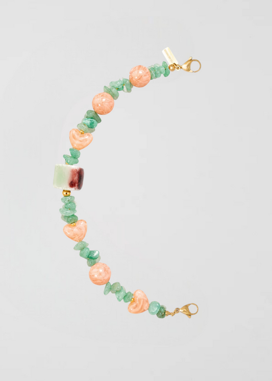 Mitad Cadena Romántica Verde y Rosa