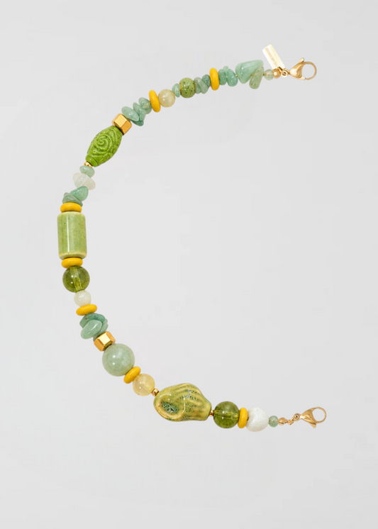 Mitad Cadena Piedras Preciosas Turquesa Y Verde