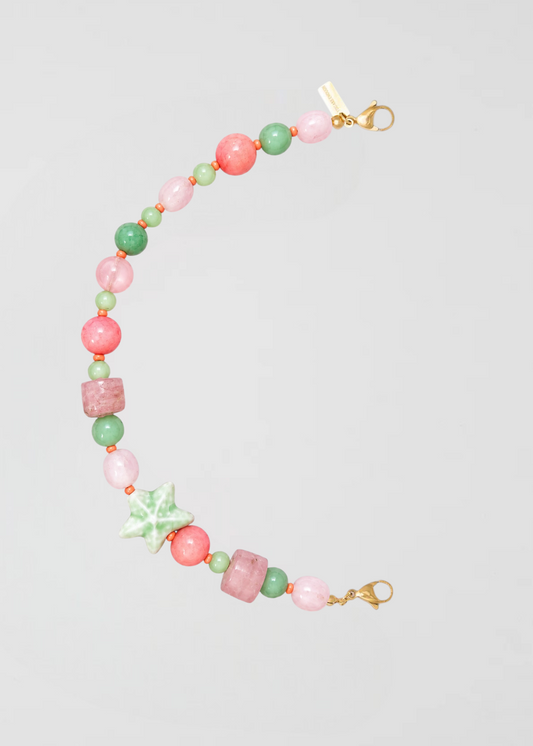 Mitad Cadena Verano Verde Y Rosa