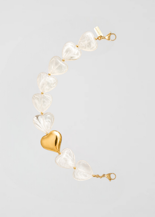 Mitad Cadena Corazones Blancos