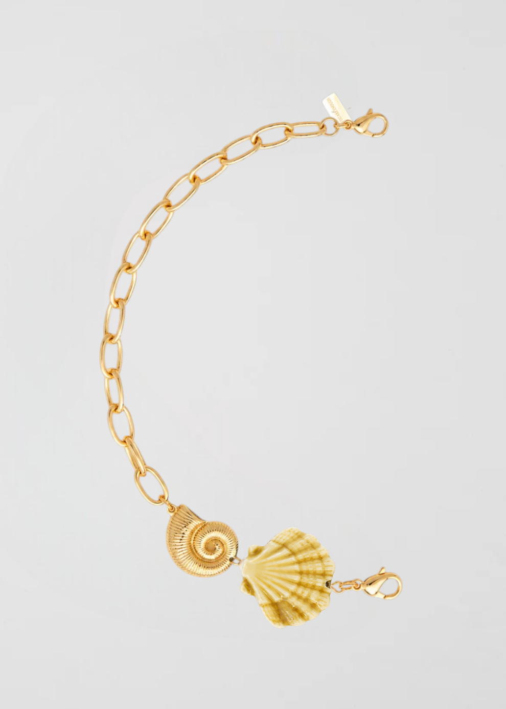 Mitad Cadena Dorada Apliques Del Mar Concha Beige