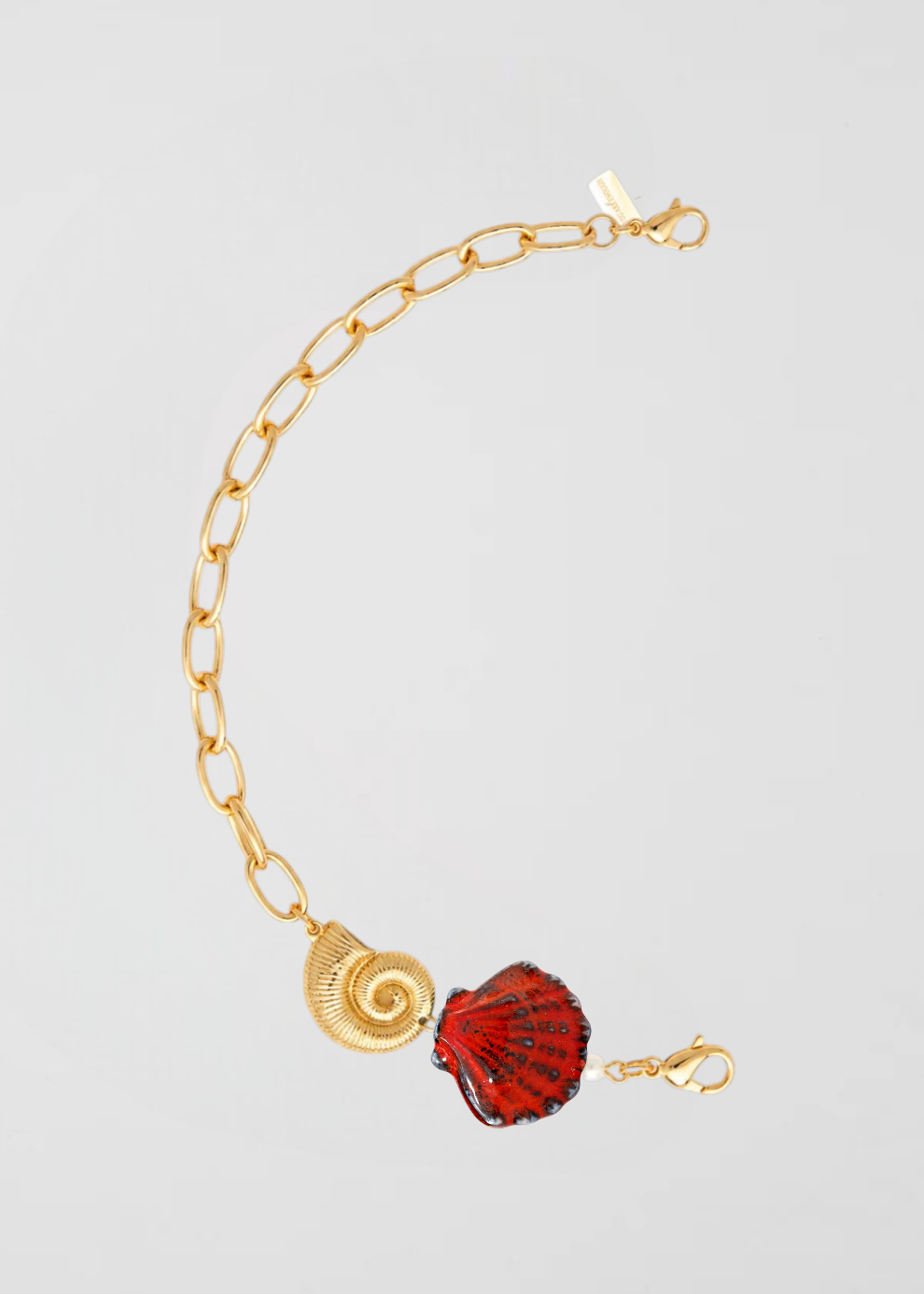 Mitad Cadena Dorada Apliques Del Mar Concha Roja