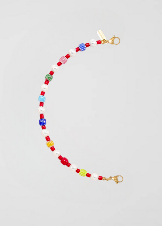 Mitad Cadena Fina Multicolor Con Perlas