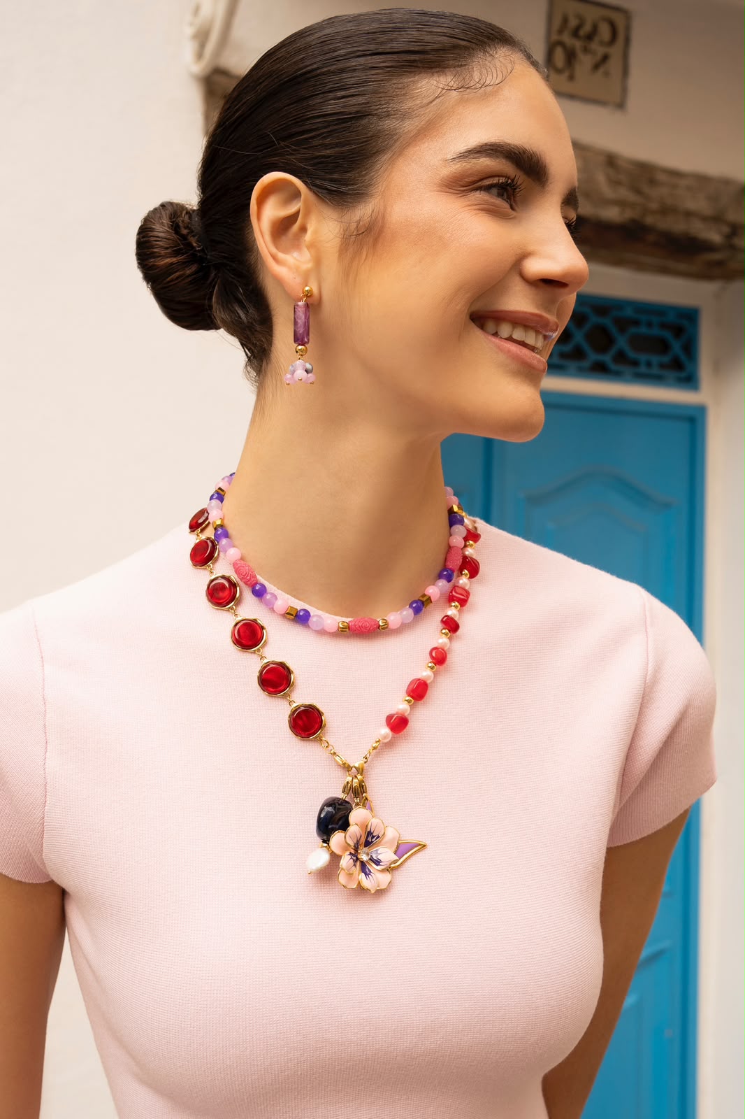 Pendientes Malva Y Rosa