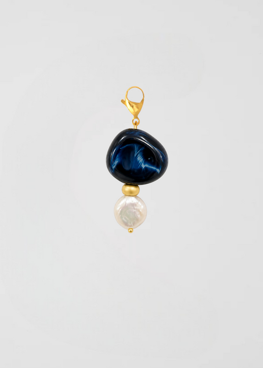 Charm Barra Azul Y Perlas