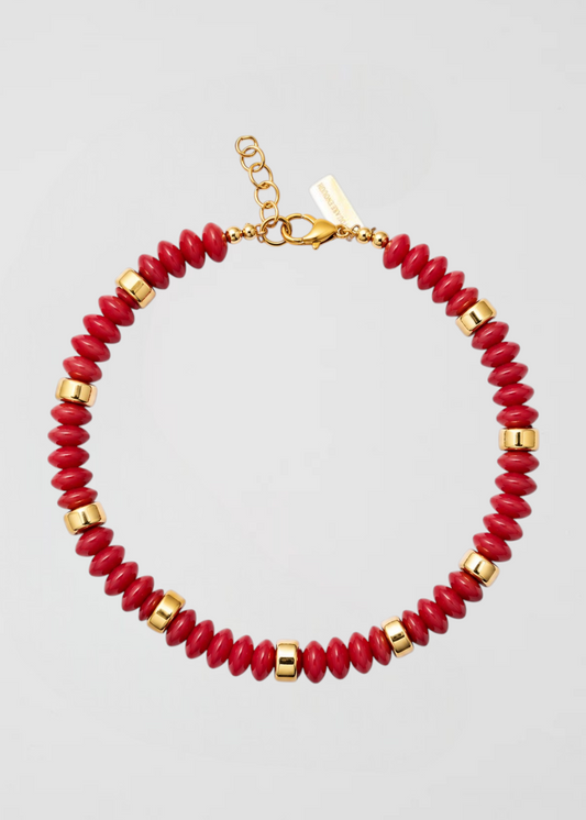 Collar Rondeles Maxi En Rojo