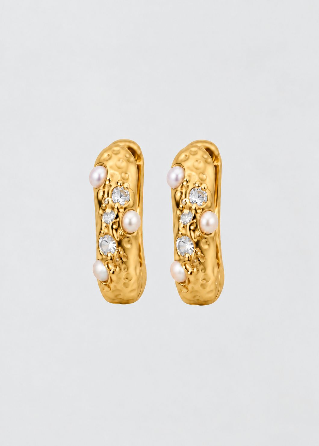 Pendientes Aros Martillados Perlas