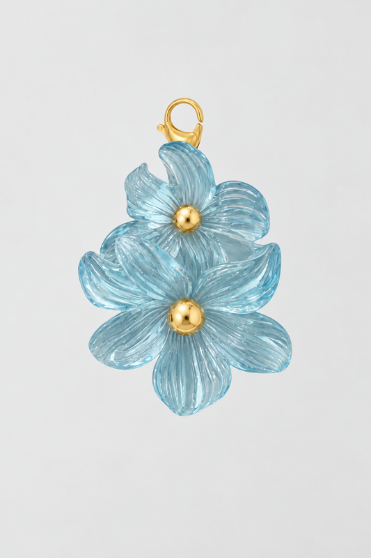 Charm Flor Doble Celeste Una Monada
