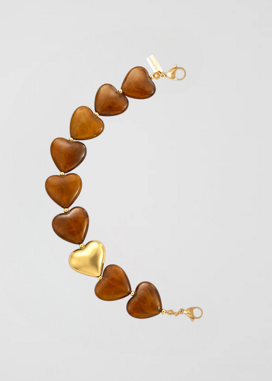 Mitad Cadena Corazones Marrón