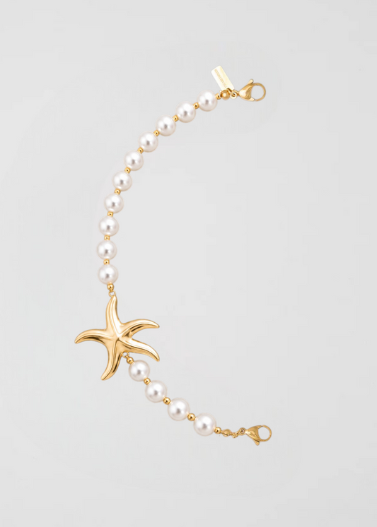 Mitad Cadena Perlas Con Aplique Estrella De Mar