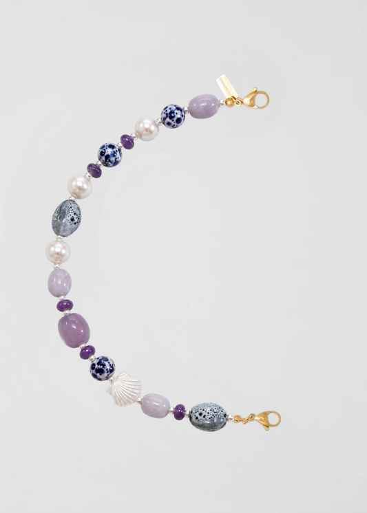Mitad Cadena Lila Con Perlas