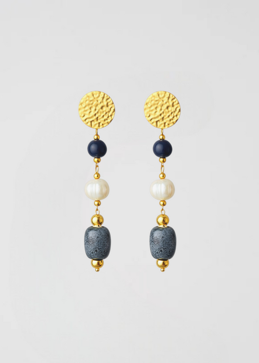 Pendientes largos de piedras y perla
