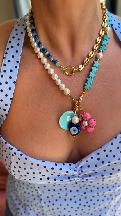 Collar Fino Mitad Cadena Mitad Rondelle