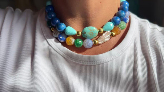 Collar Piedras Lapis Y Turquesas Preciosas By La Boss (copia)