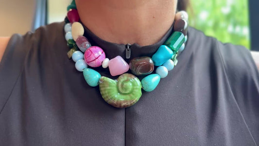 Mitad Cadena Piedras Preciosas Colores En Equilibrio De La Boss Edición Limitada