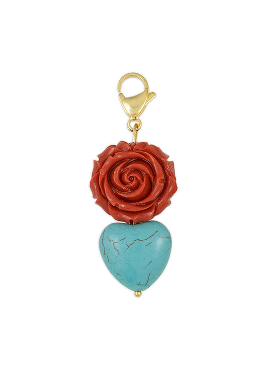 Charm-corazon-flor-turquesa-resible-acero-inoxidable-chapado-oro-18k